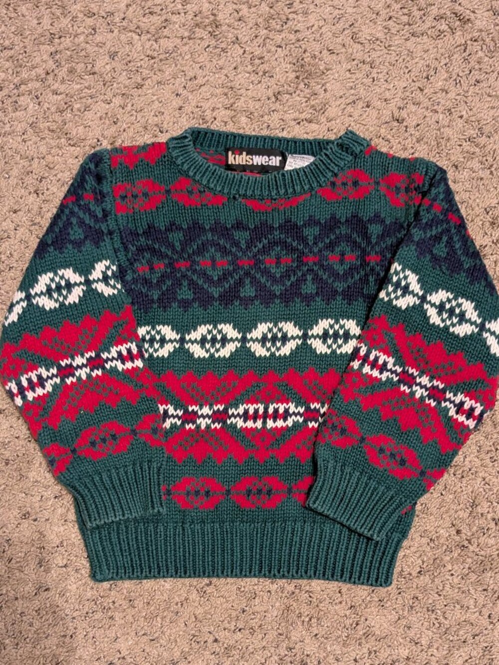 Kidswear 90s Vintage Fair Isle Boys Sweater XS Christmas Holiday Winter